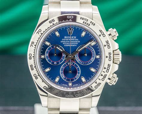 rolex daytona white gold blue dial